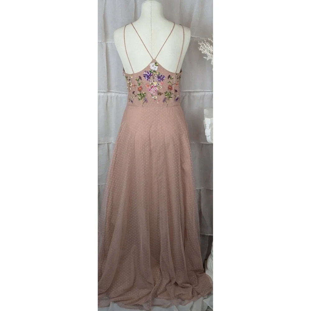 ASOS Dusty Rose Floral Sequin Halter Maxi Dress